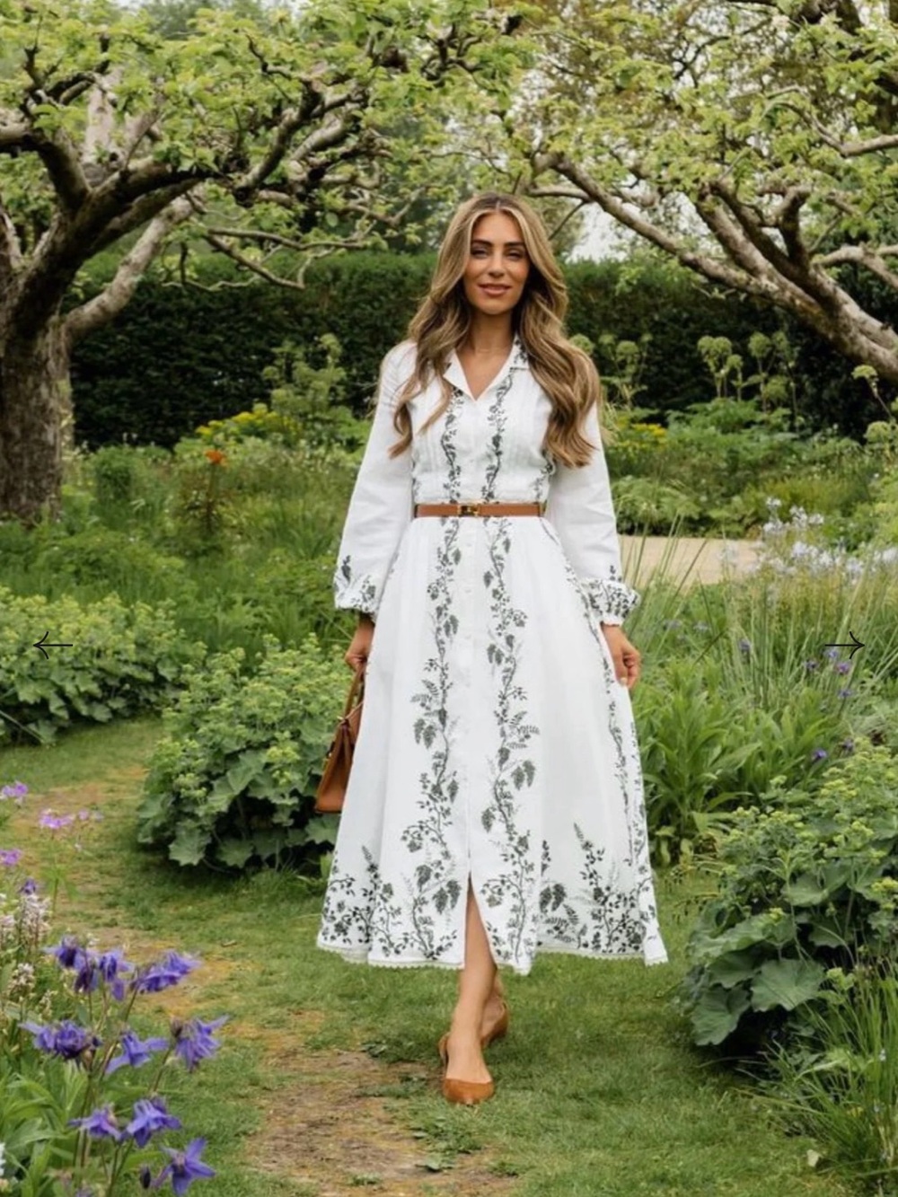 Erdem Women's White Kendrick Pintucked Floral-print Linen Midi Dress